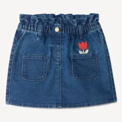Jupe en denim avec broderie tulipe pour bébé fille
