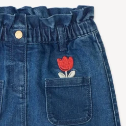 Jupe en denim avec broderie tulipe pour bébé fille