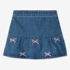Jupe en jean à nœuds brodés pour bébé fille