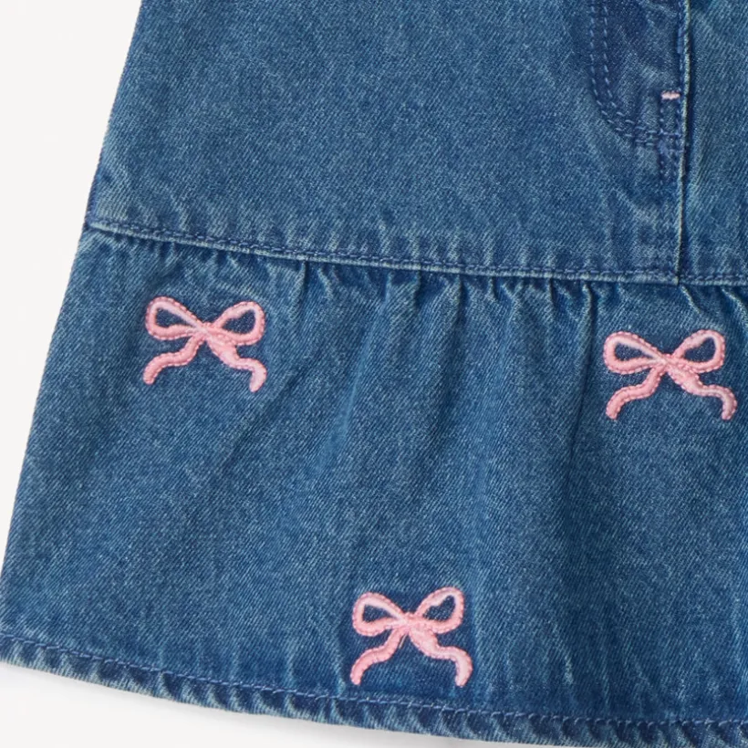 Jupe en jean à nœuds brodés pour bébé fille