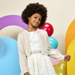 Jupe en tulle et organza brodé pour fille