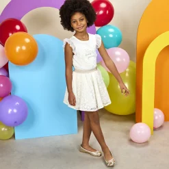 Jupe en tulle et organza brodé pour fille