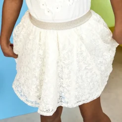Jupe en tulle et organza brodé pour fille
