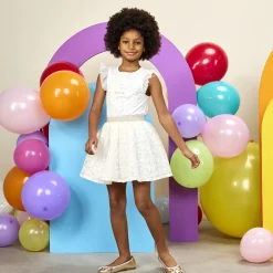 Jupe en tulle et organza brodé pour fille