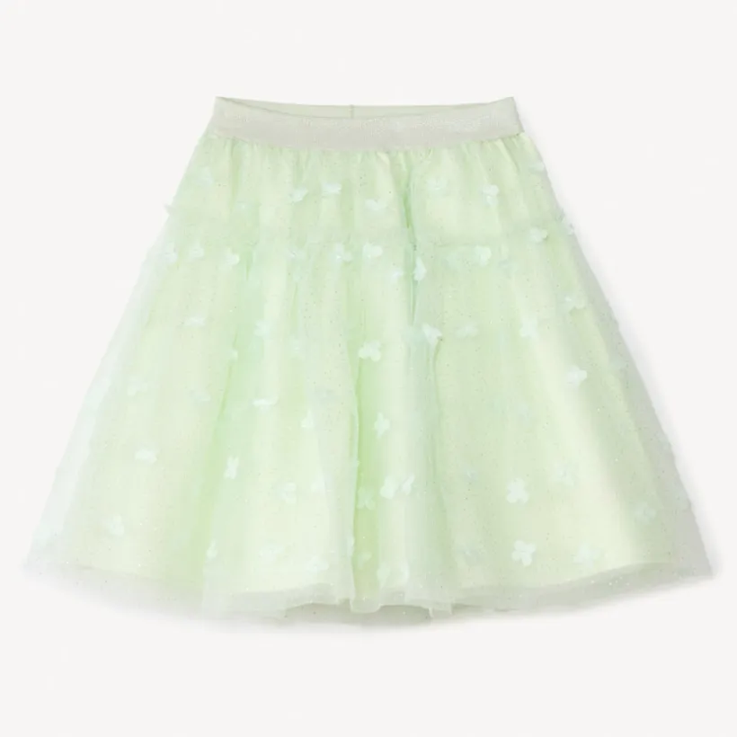 Jupe en tulle pailletée avec fleurs en relief pour fille