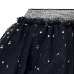 Jupe froncée en tulle imprimé argenté pour fille