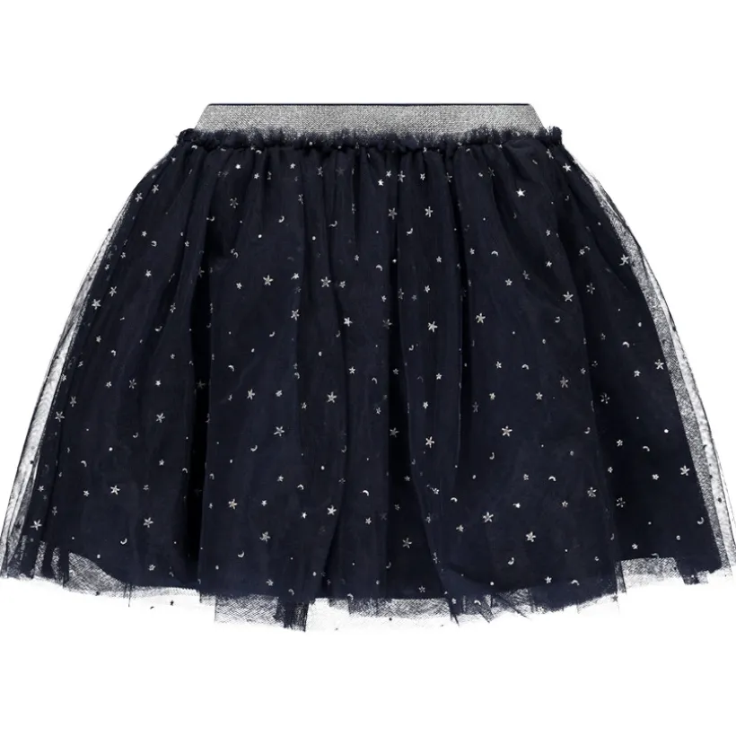 Jupe froncée en tulle imprimé argenté pour fille