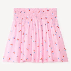 Jupe patineuse smockée imprimé cerises pour fille