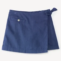 Jupe short fille en toile bleu marine