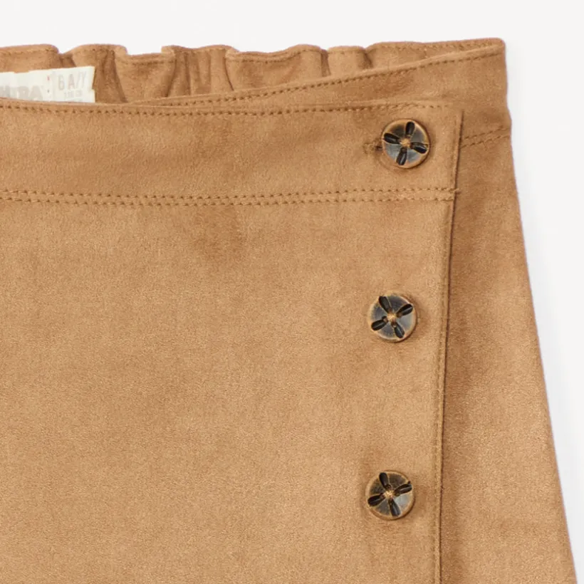 Jupe-Short portefeuille effet daim pour fille