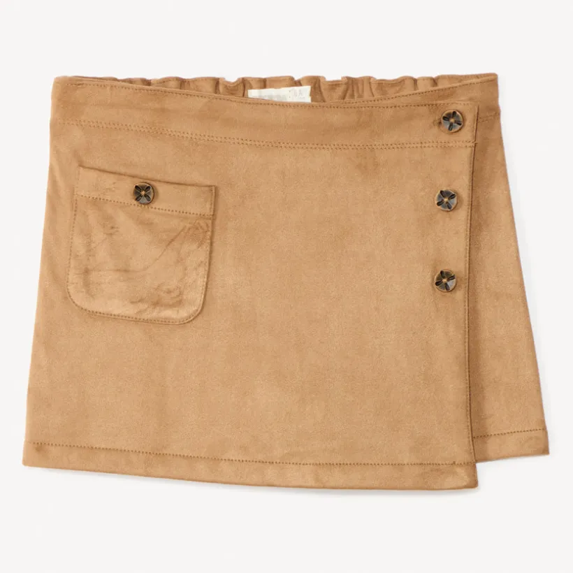 Jupe-Short portefeuille effet daim pour fille