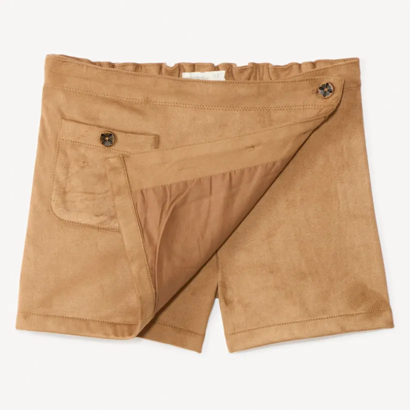 Jupe-Short portefeuille effet daim pour fille