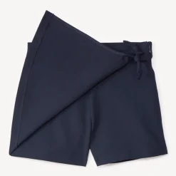Jupe-short portefeuille en toile bleu marine pour fille