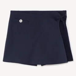 Jupe-short portefeuille en toile bleu marine pour fille