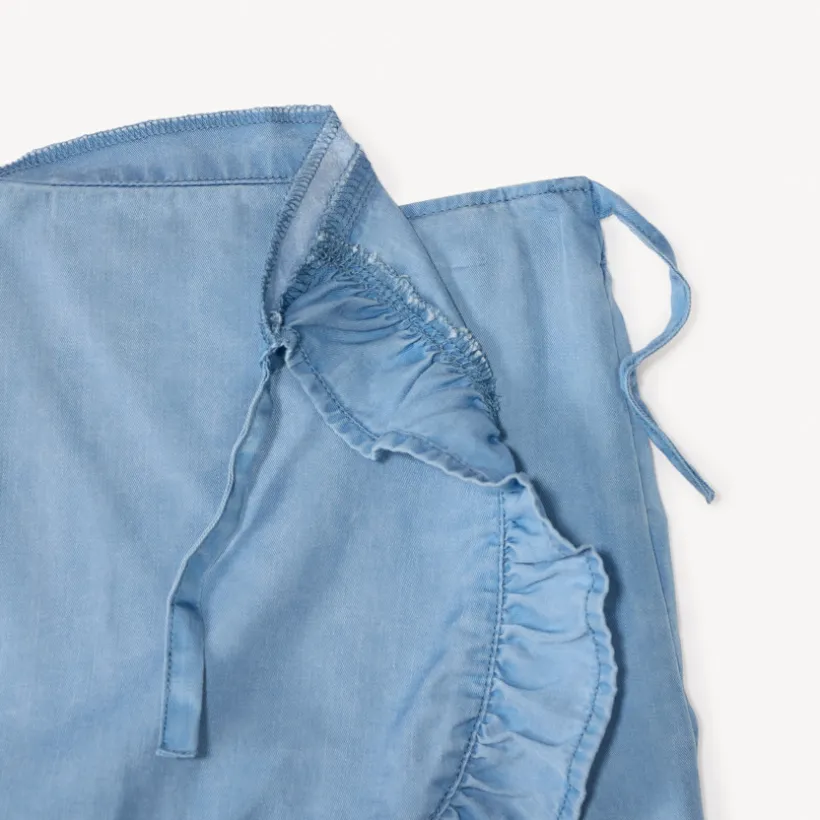 Jupe short uni en Tencel avec volants pour fille