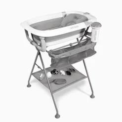 Kit de bain avec baignoire et support pliable - Gris