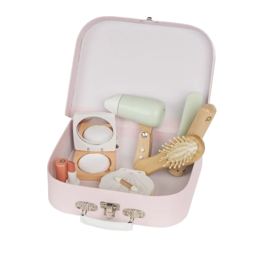 Kit de coiffure et de maquillage en bois rose