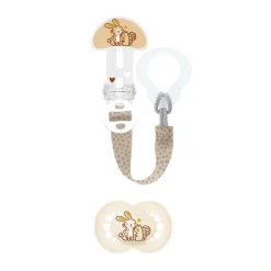 Kit sucette silicone Original 18M+ + attache-sucette réglable (modèle aléatoire)