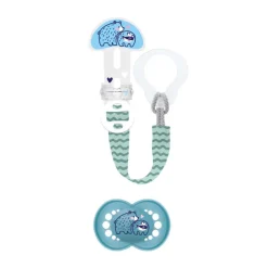 Kit sucette silicone Original 18M+ + attache-sucette réglable (modèle aléatoire)