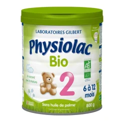 Lait en poudre au lait de vache bio Physiolac Bio de 6 à 12 mois - 800g