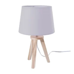 Lampe de chevet 3 pieds en bois - Gris