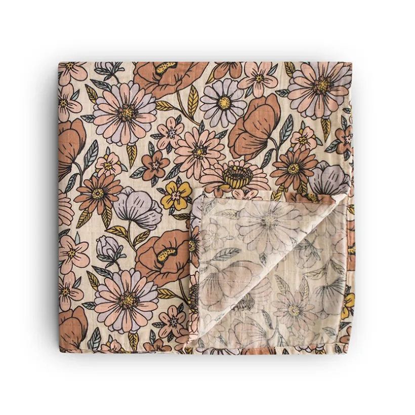 Lange d'emmaillotage en coton Biologique retro flowers