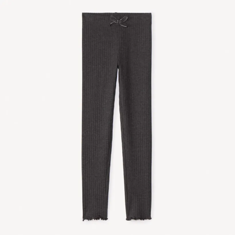 Legging côtelé uni à nœud pour fille