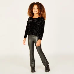 Legging trompette en simili cuir pour fille
