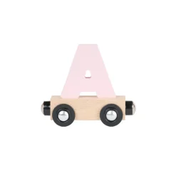 Lettre "A" wagon en bois - rose