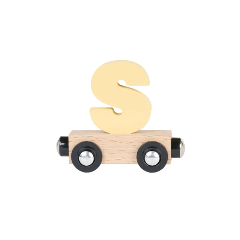 Lettre "J" wagon en bois - jaune