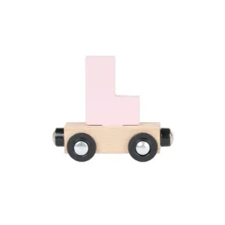 Lettre "L" wagon en bois - rose clair