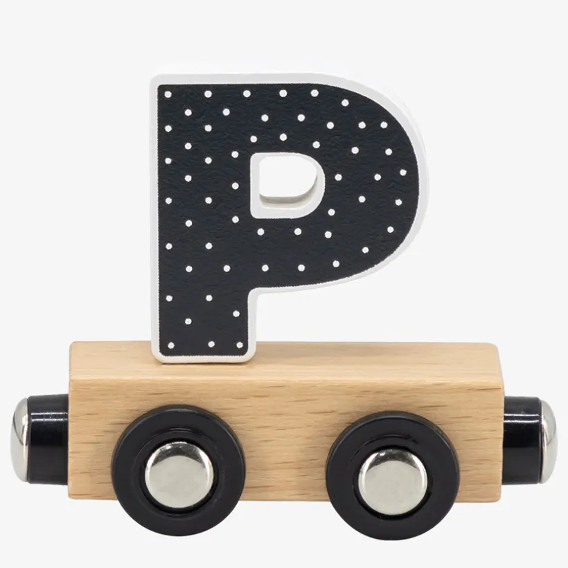 Lettre "P" en bois pour train coloré