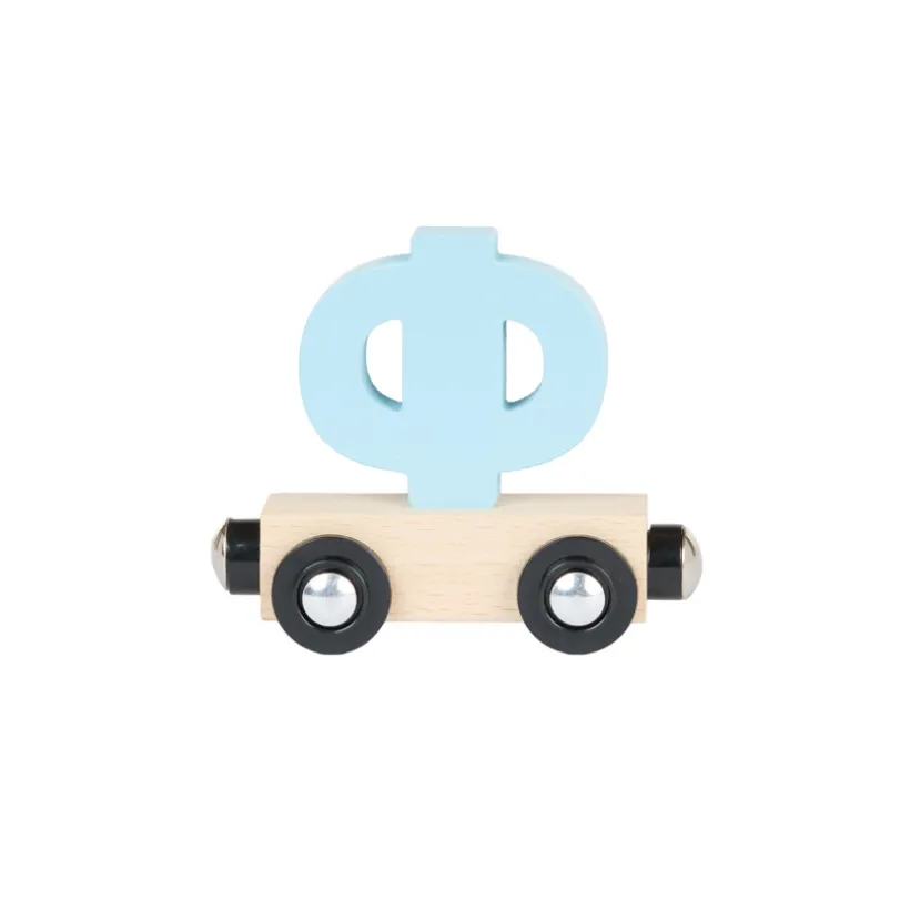 Lettre "PHI" wagon en bois - bleu