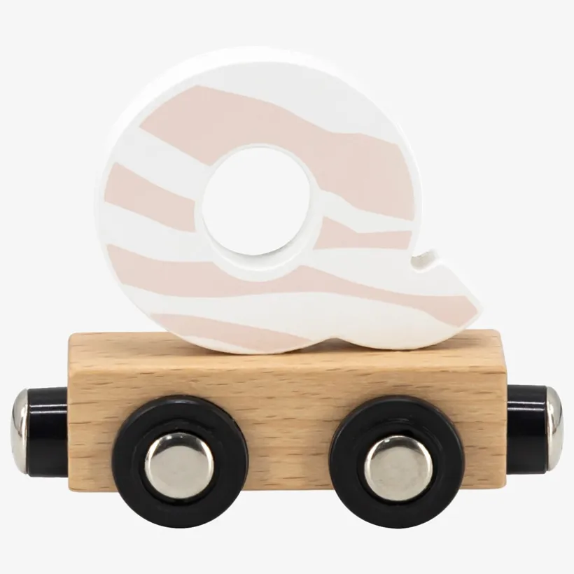 Lettre "Q" en bois pour train coloré