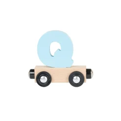 Lettre "Q" wagon en bois - bleu