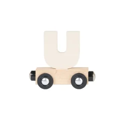 Lettre "U" wagon en bois - bleu