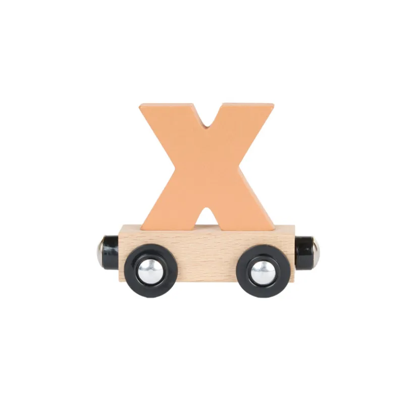 Lettre "X " wagon en bois - marron