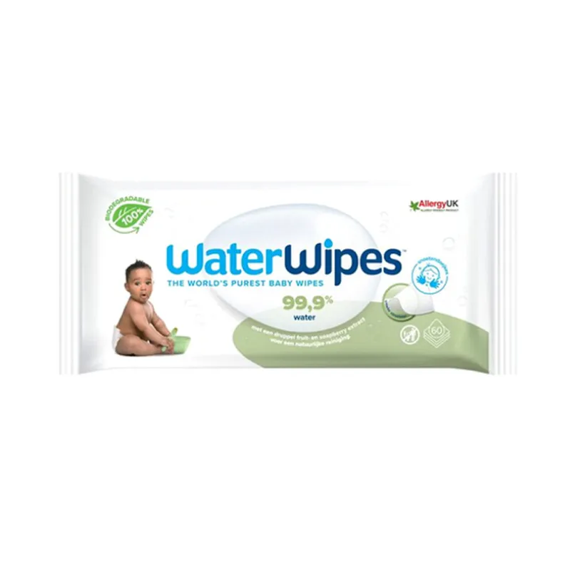 Lingettes visage WaterWipes biodégradable - 60 pièces