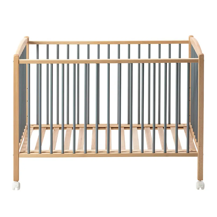 Lit avec roulettes 60 x 120 cm Arthur bleu gris