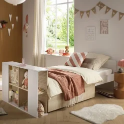 Lit bébé transformable 120 x 60 cm avec étagère Paloma blanc