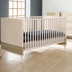 Lit bébé évolutif 70 x 140 cm Eefje beige cachemire/groovy oak