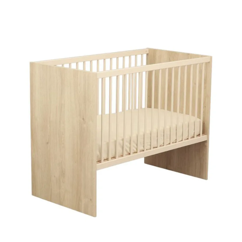 Lit bébé 120 x 60 cm Paloma aspect chêne sépia/beige