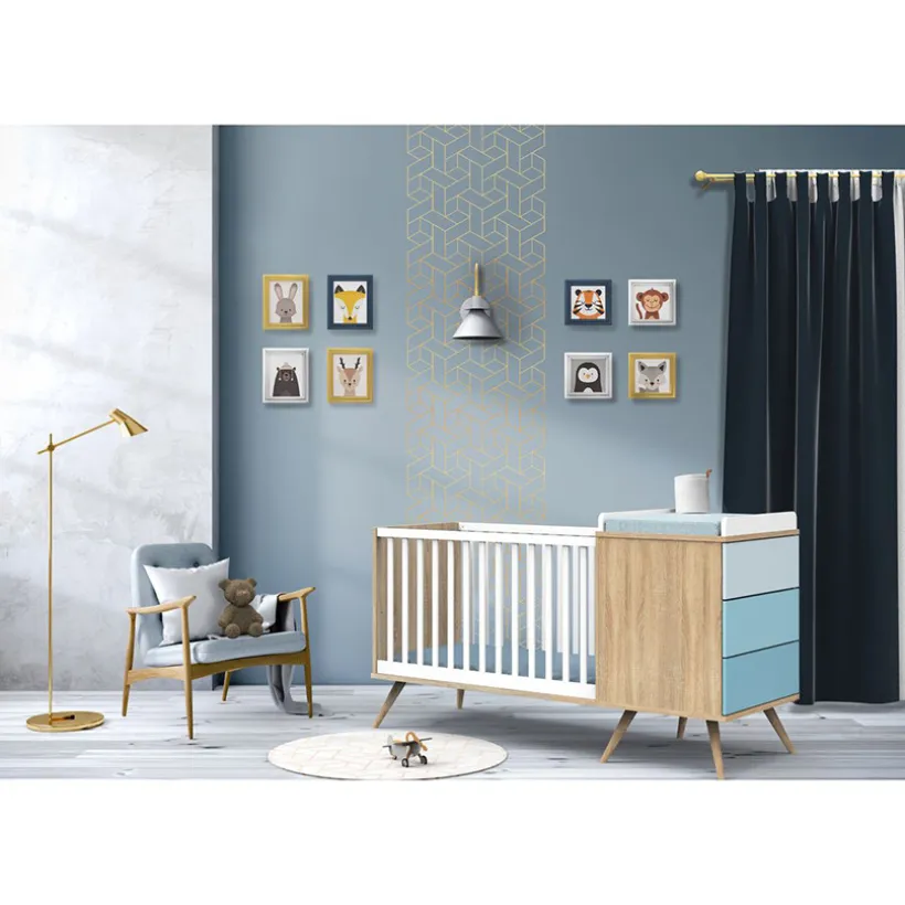 Lit combiné évolutif Seventies 60 x 120 cm - Bleu