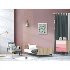 Lit combiné évolutif Seventies 60 x 120 cm - Rose