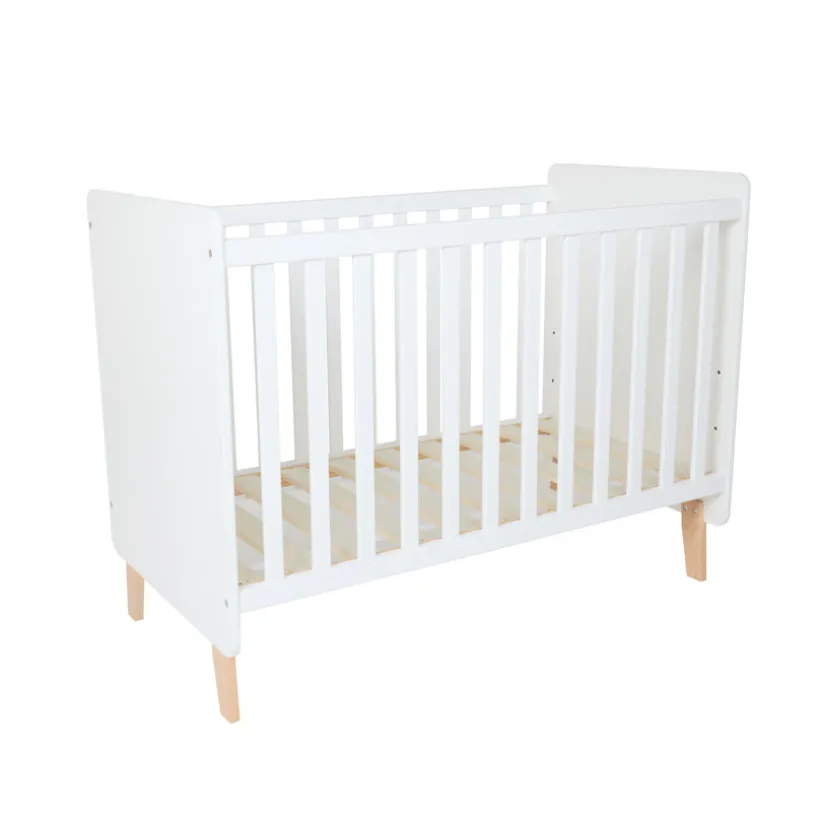 Lit de bébé à barreaux en bois blanc Noah 2.0 60x120 cm