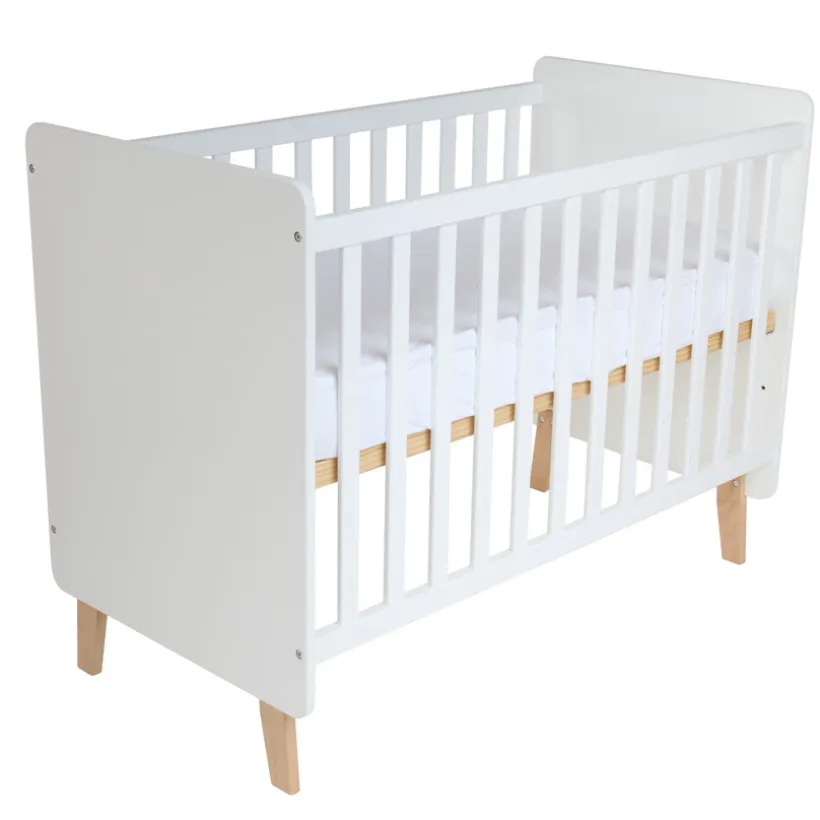 Lit de bébé à barreaux en bois blanc Noah 2.0 60x120 cm