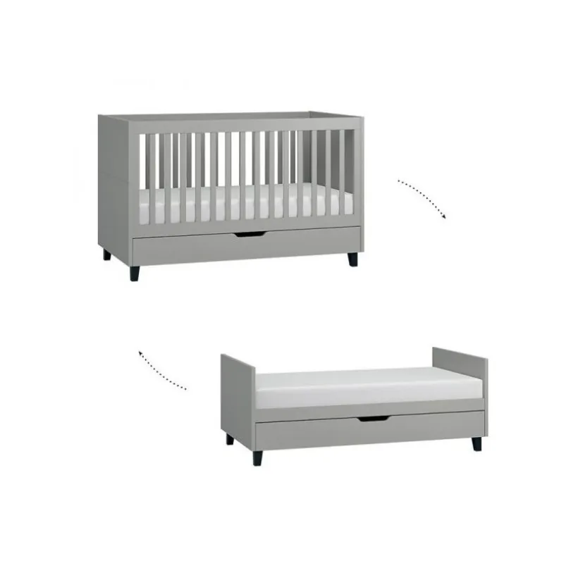 Lit Simple 70 x 140 cm - Gris / Noir