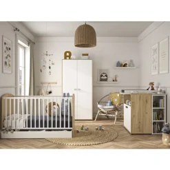 Lit transformable Arthur 70 x 140 cm - Blanc et Chêne