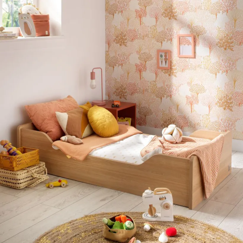 Lit évolutif Little Big Bed 140 x 70 cm Vanille aspect chêne miel/meringue
