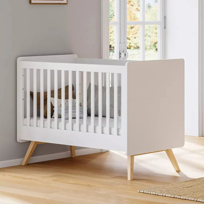 Lit 60x120cm Vintage - blanc/chêne